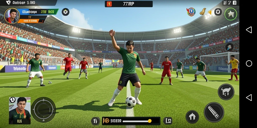 Tampilan gameplay yang menarik dalam 77RP dengan aksi olahraga yang mendebarkan.