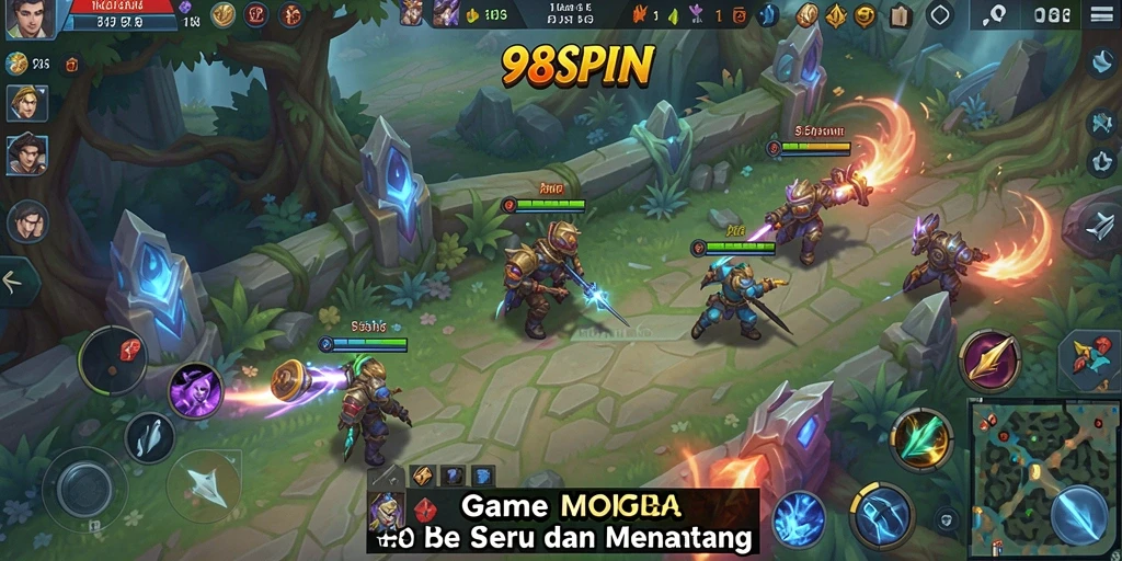 Tampilan gameplay epik dalam 98SPIN di arena pertempuran.