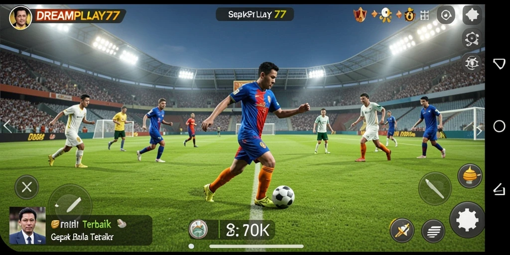 Tampilan menarik dari gameplay sepak bola di DREAMPLAY77.