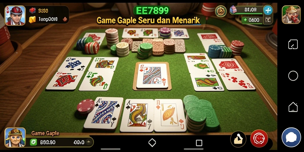 Tampilan gameplay seru dan interaktif dari game Gaple EE789.