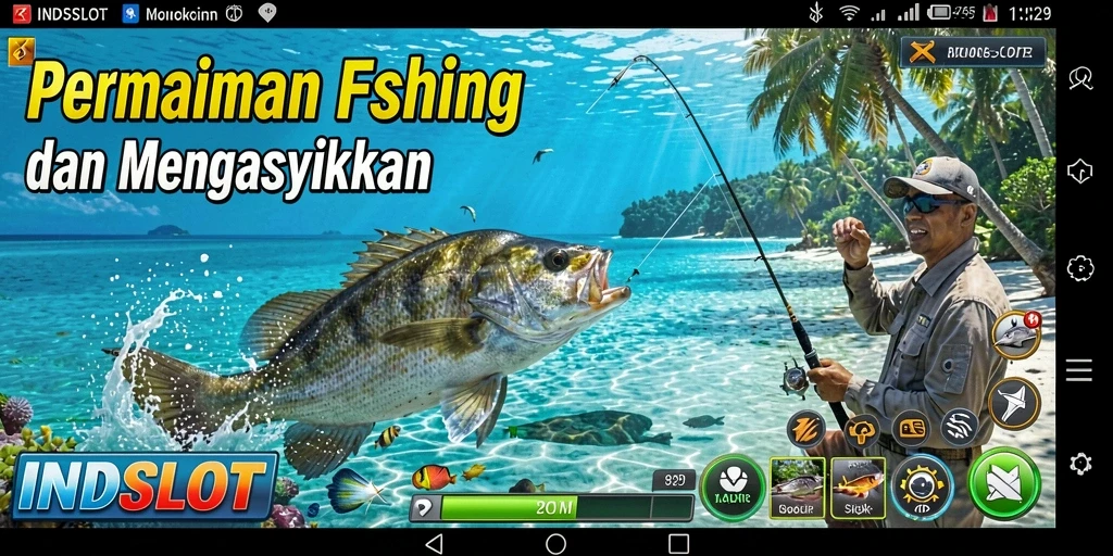 Tampilan gameplay memancing yang seru di INDSLOT, menangkap ikan besar!