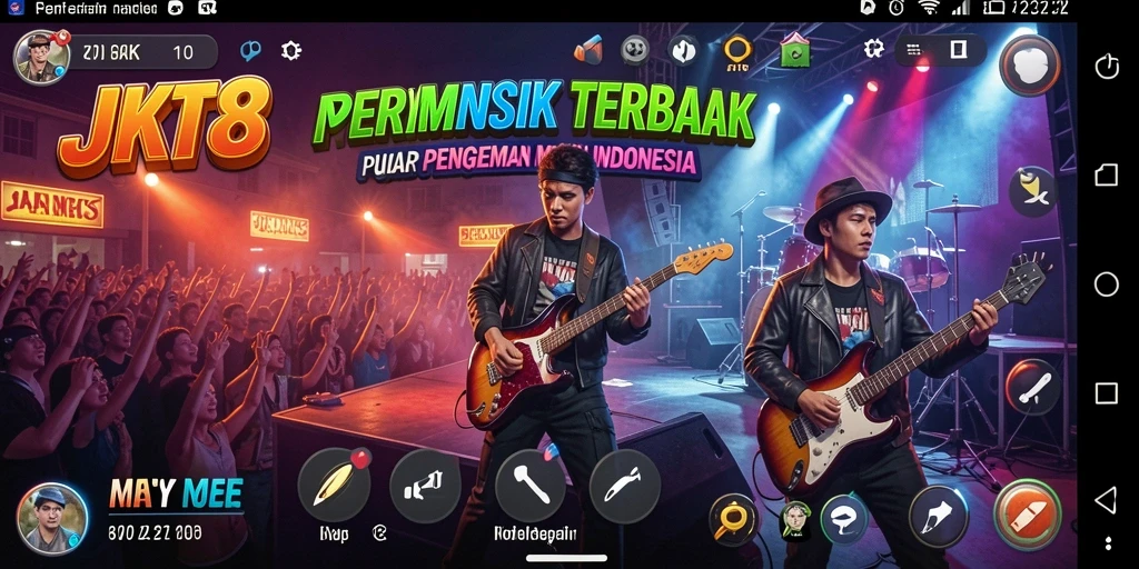 Tampilan gameplay JKT8 yang menampilkan keseruan bermain musik.
