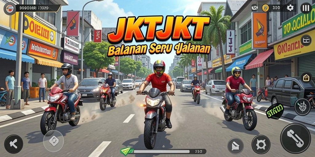 Gameplay balapan yang intens dan menarik dalam JKTJKT.