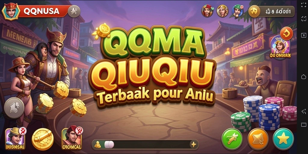 Screenshot utama QQNUSA menampilkan keseruan gameplay QiuQiu.
