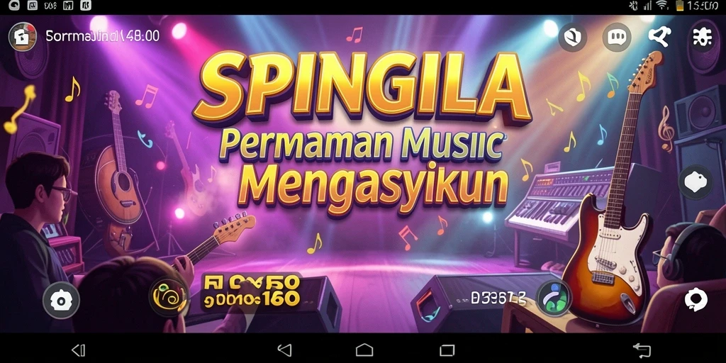 Screenshot gameplay SPINGILA menunjukkan interaksi pemain dengan musik.