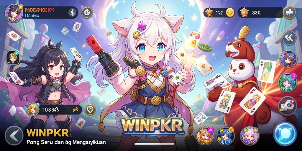 Tampilan gameplay yang memukau dari WINPKR dengan karakter anime yang dinamis.